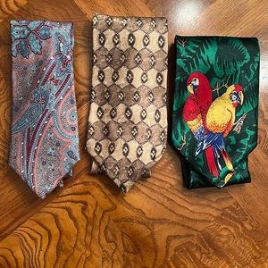 Men’s designer, silk ties, Claiborne, Roberto Cellini, Kuppenheimer Couture